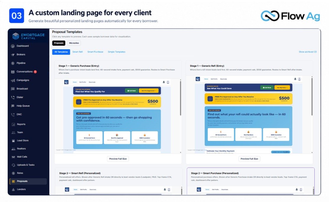 A custom landing page for every client